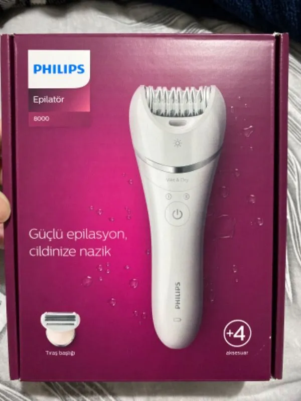 Philips BRE710/05 Epilatör (Yüz+Koltuk alti+Bikini Bölgesi+Bacak)Islak-Kuru,Işıklı,Kablosuz