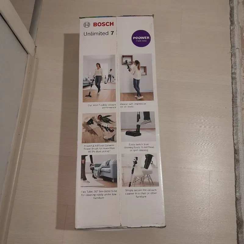 Bosch BCS711XXL Beyaz Şarjlı Dik Süpürge Unlimited 7 0,30 L Toz Haznesi ile Güçlü Temizlik