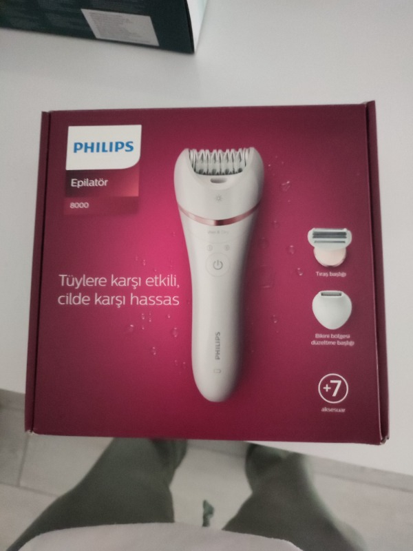 Philips BRE720/05 Epilatör (Yüz+Koltuk alti+Bikini Bölgesi+Bacak)Islak-Kuru,Işıklı,Kablosuz