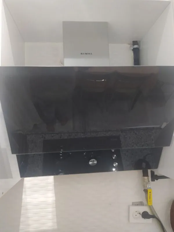KUMTEL Dizayn Siyah Cam Ankastre Set
