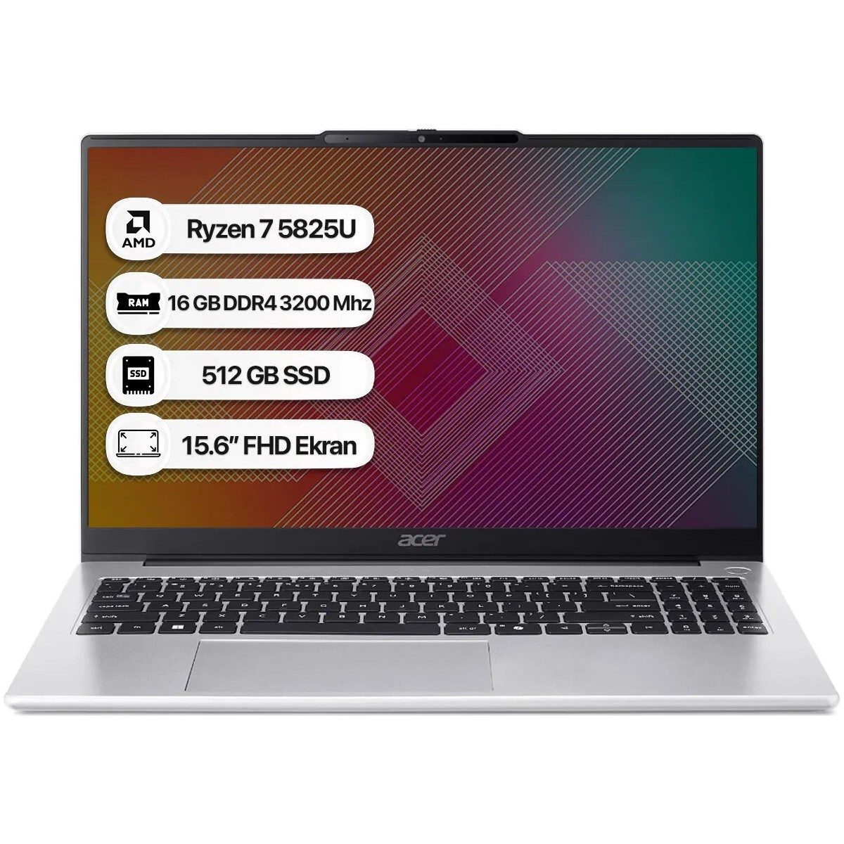 Acer Aspire Lite NX.DLQEY.001 Amd Ryzen 7 5825U 16GB 512GB Fredoss 15.6" 60Hz Fhd Taşınabilir Bilgisayar HBCV0000FS5ST0