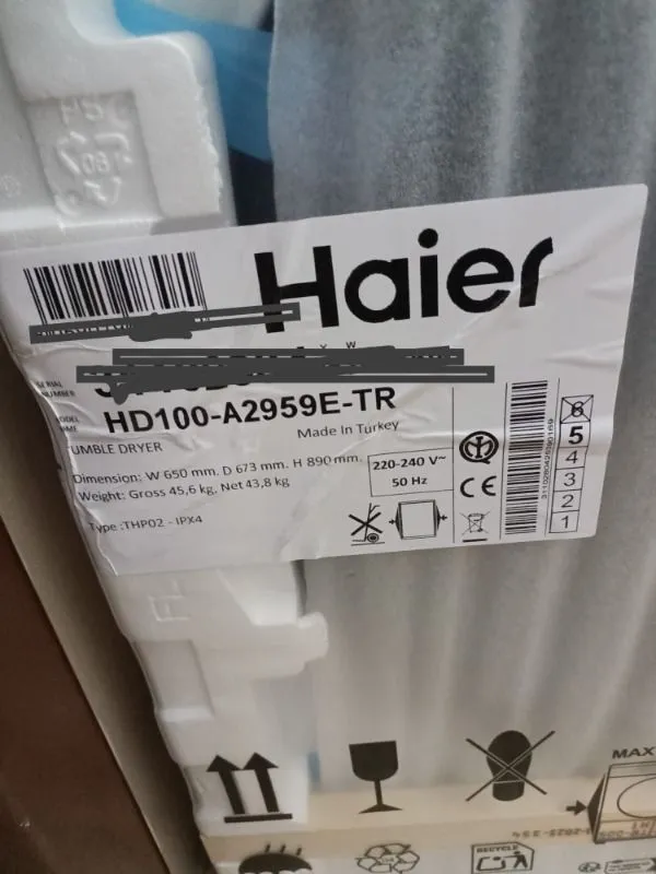 Haier HD100-A2959E-TR 10 kg Isı Pompalı Kurutma Makinesi Wi-Fi Bağlantılı E Enerji Sınıfı