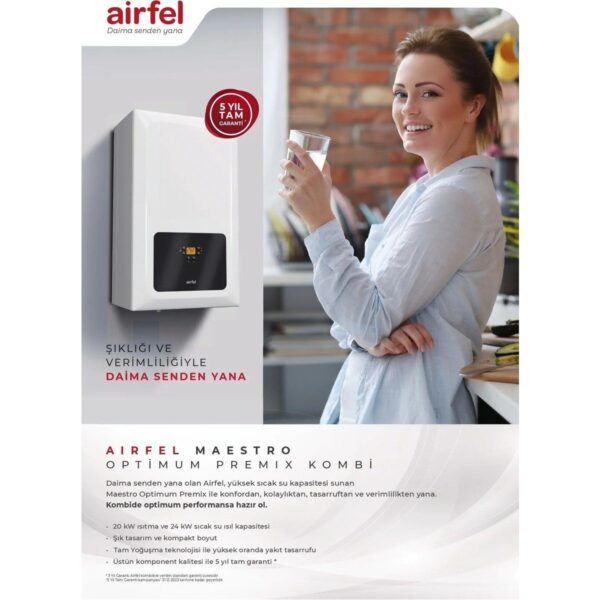Airfel Maestro Optimum 20 Kw (17.000) Kcal Tam Yoğuşmalı Kombi Hermetik Baca Tipi Yüksek Verimlilik