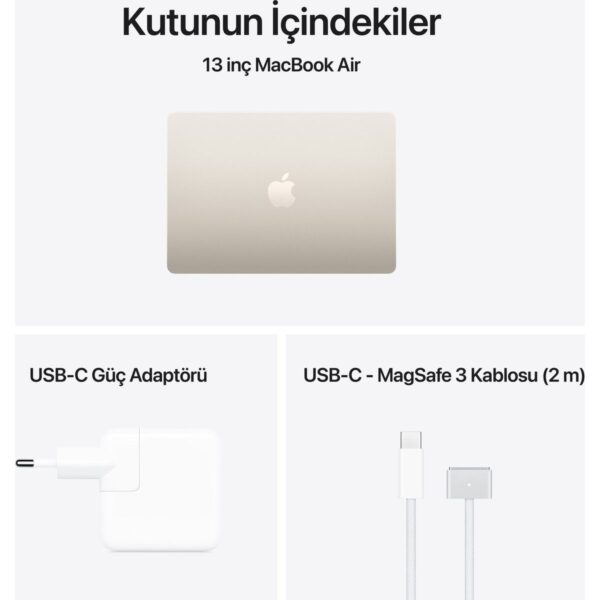 Apple MacBook Air M5 16GB 512GB SSD macOS 13″ Taşınabilir Bilgisayar Yıldız Işığı MDHA4TU/A