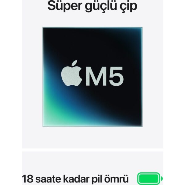 Apple MacBook Air M5 16GB 512GB SSD macOS 15″ Taşınabilir Bilgisayar Gümüş MDV94TU/A
