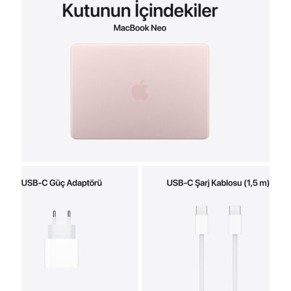 Apple MacBook Neo A18 Pro 8GB 512GB SSD macOS 13″ Taşınabilir Bilgisayar Pastel Pembe MHFJ4TU/A