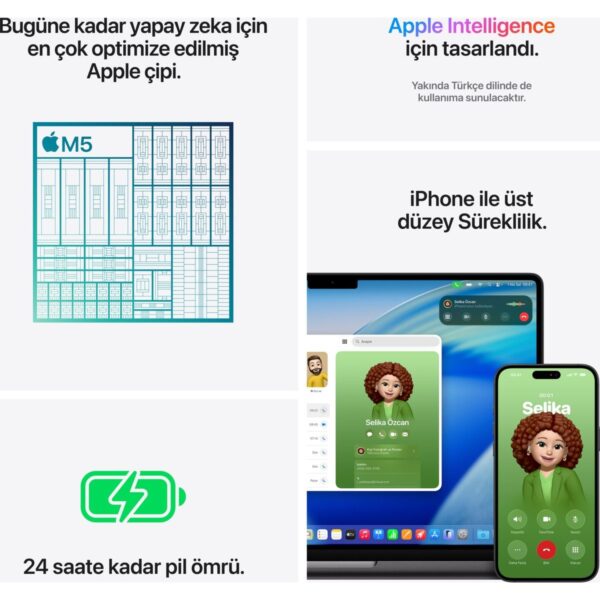 Apple MacBook Pro M5 16GB 1TB SSD macOS 14″ Taşınabilir Bilgisayar Uzay Siyahı MDE14TU/A