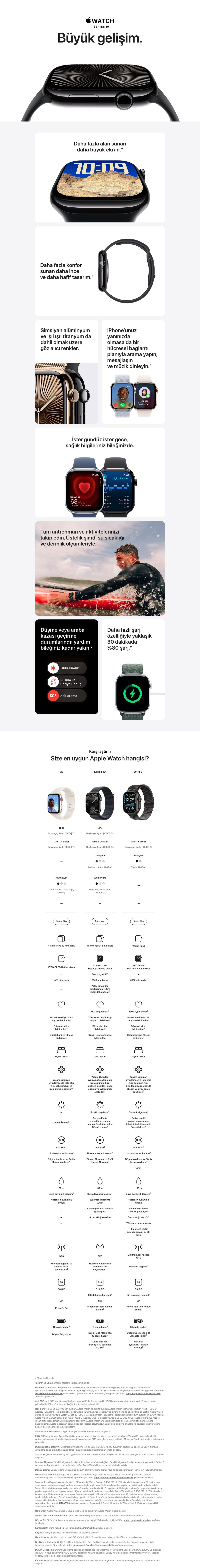 Apple Watch Series 10 GPS, 46 mm Gümüş Rengi Alüminyum Kasa ve Kot Rengi Spor Kordon - M/L