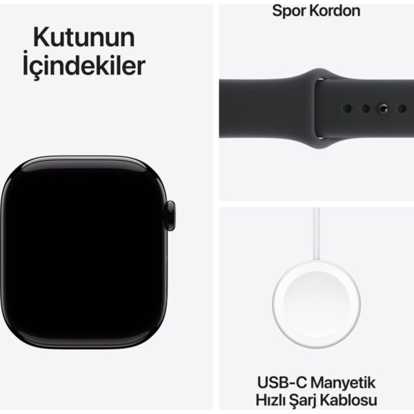 Apple Watch Series 11 Gps + Cellular, 42 mm Alüminyum kasa ve Siyah Spor kordon – S/m