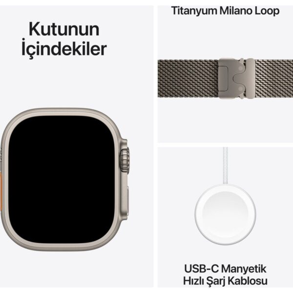 Apple Watch Ultra 3 Gps + Cellular, Kasa ve Natürel titanyum Milano loop – boy
