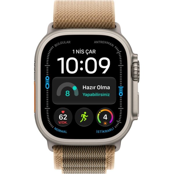 Apple Watch Ultra 4 Gps + Cellular, 49 mm Natürel Titanyum Kasa ve Çöl Rengi Alpine Loop – Orta Boy