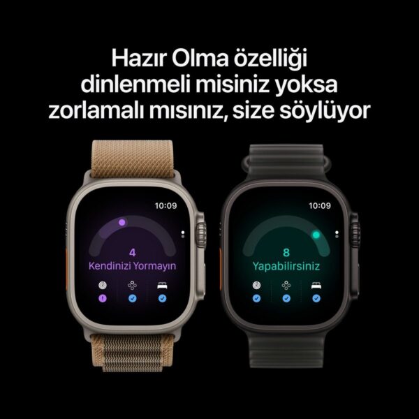 Apple Watch Ultra 4 Gps + Cellular, 49 mm Siyah Titanyum Kasa ve Burgonya Trail Loop – M/l