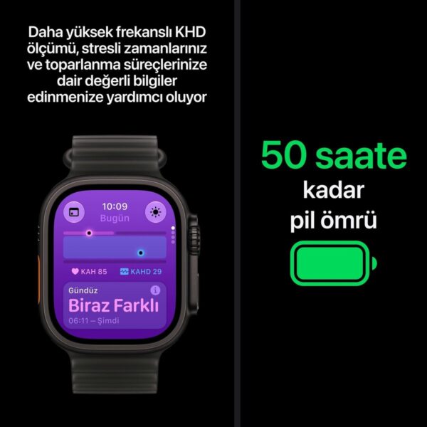 Apple Watch Ultra 4 Gps + Cellular, 49 mm Siyah Titanyum Kasa ve Buzlu Siyah Ocean Kordon