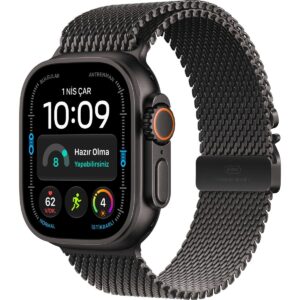 Apple Watch Ultra 4 Gps + Cellular, 49 mm Siyah Titanyum Kasa ve Siyah Titanyum Milano Loop - Orta Boy Siyah - Siyah Titanyum