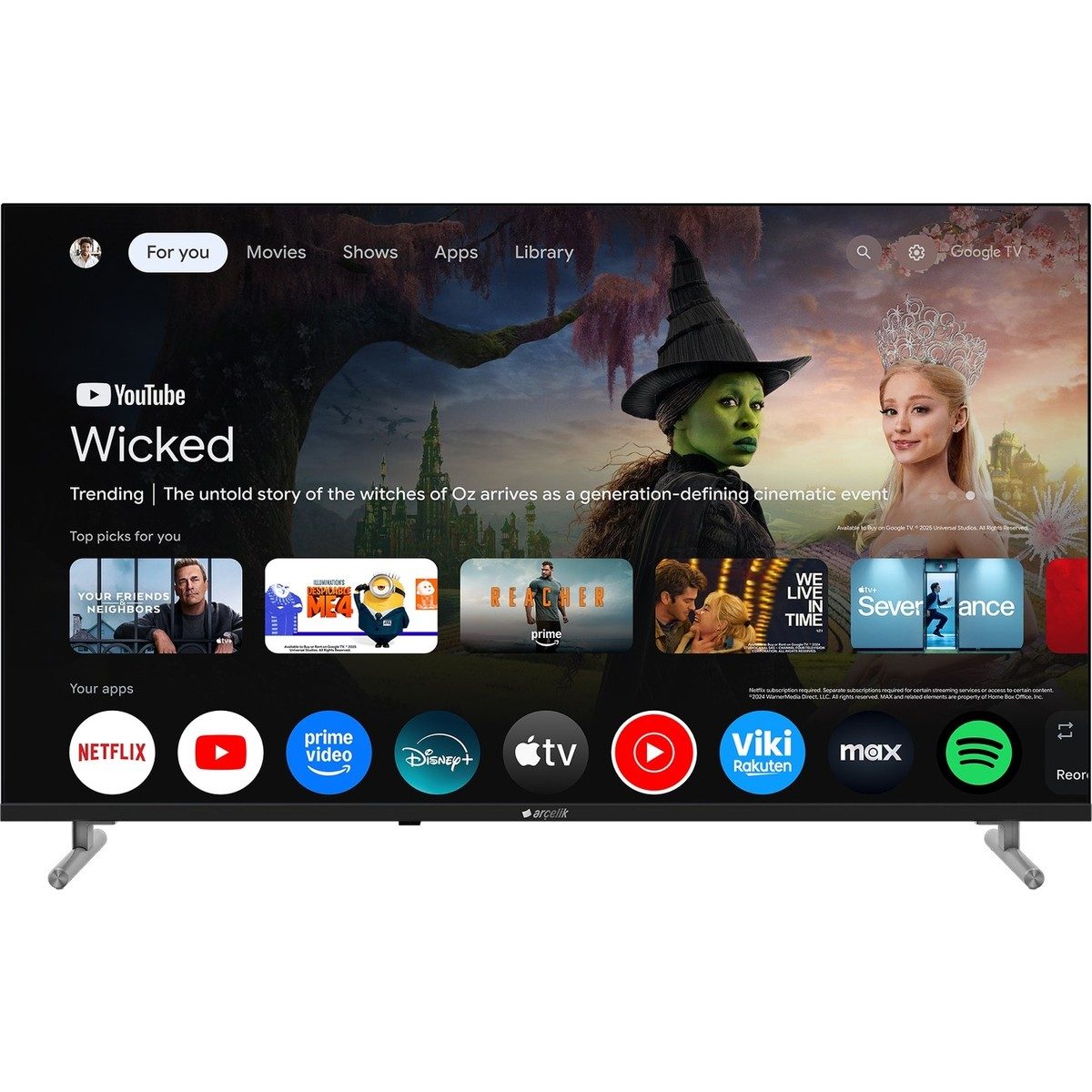Arçelik 7 Serisi 43" UHD Google TV - A 743 C Smart TV 4K Çözünürlük LED Ekran Dahili Uydu Alıcısı HBCV0000DANQEK