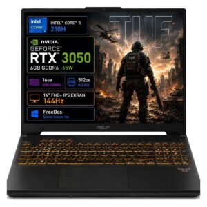 Asus Tuf Gaming F16 FX607VJB-RL037 Intel Core 5 210H 16GB 512GB SSD RTX3050 6 GB 16" Fhd+ Wuxga 144Hz IPS Panel Freedos Taşınabilir Bilgisayar HBCV0000FNFDRI