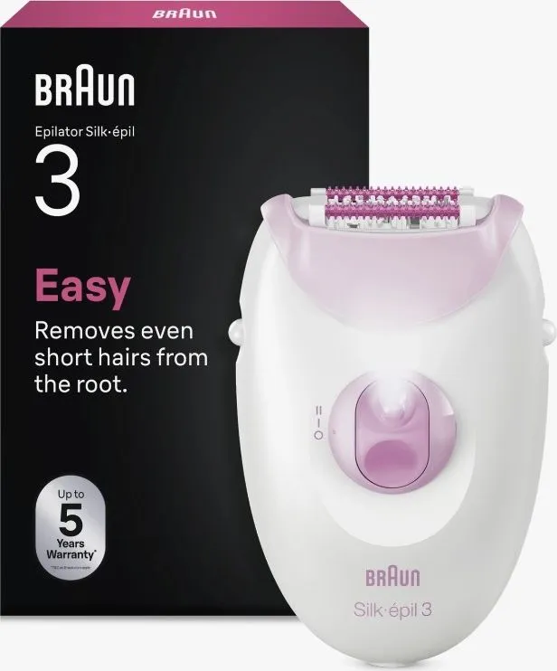 Braun Silk·épil 3 Kablolu Epilatör, Kalıcı Pürüzsüz Cilt, 3-000
