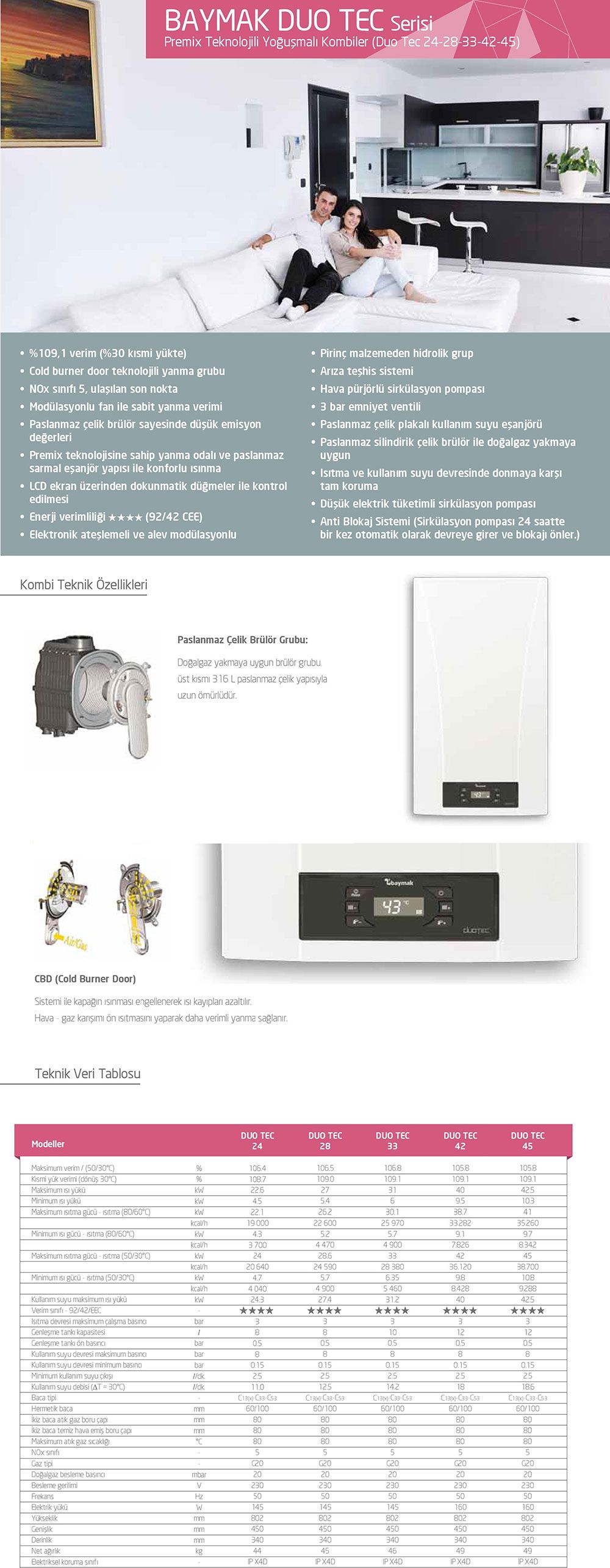 Baymak Duo Tec Compact Premix 24 kw Yoğuşmalı Kombi (Baca Dahil)