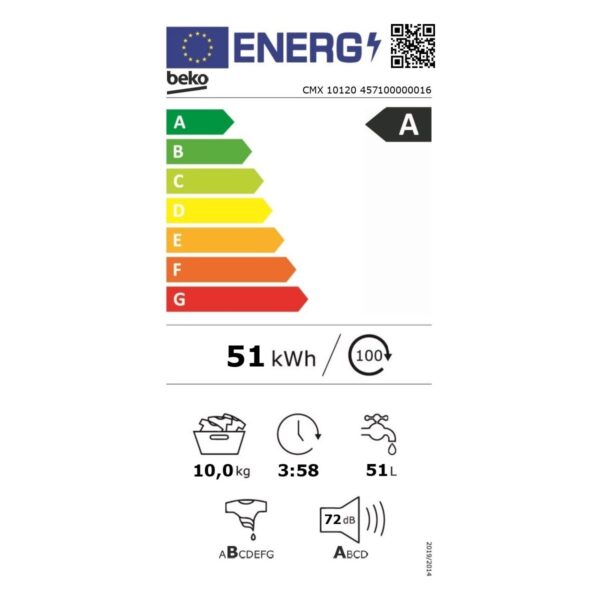 Beko CMX 10120 10 Kg Çamaşır Makinesi A Enerji Sınıfı 1200 Devir Hızı Beyaz Renk