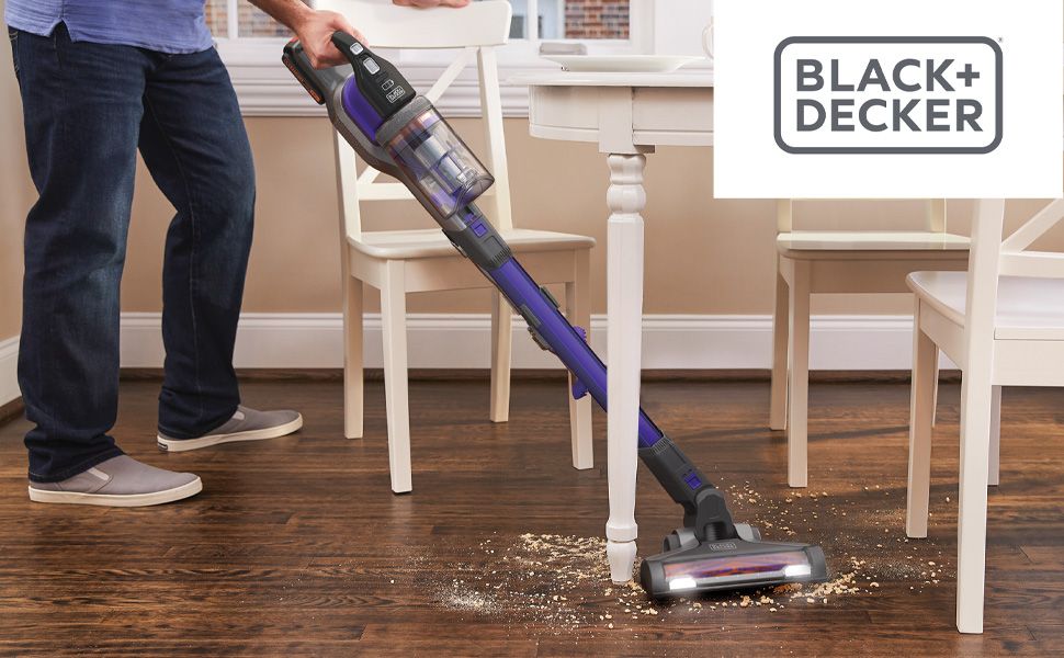 Black & Decker 18V Kablosuz Dikey Süpürge Mor Turbo Başlıklı Toz Haznesi Var Güçlü Emiş Teknolojisi
