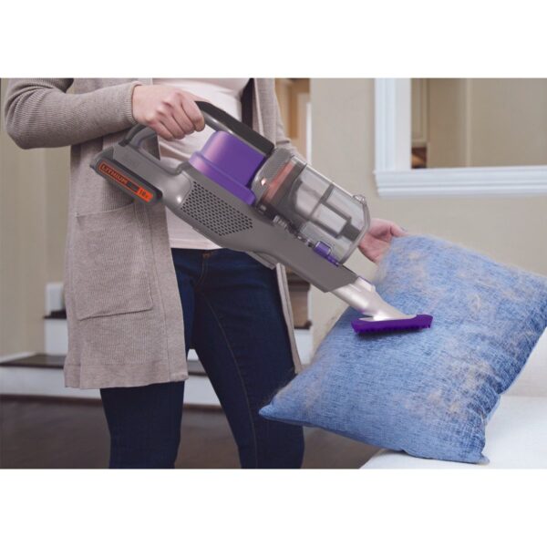 Black & Decker 18V Kablosuz Dikey Süpürge Mor Turbo Başlıklı Toz Haznesi Var Güçlü Emiş Teknolojisi