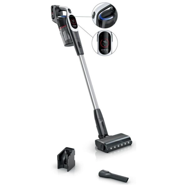 Bosch Unlimited 9 Beyaz Şarjlı Süpürge Toz Torbasız ve Güçlü Emiş Teknolojisi ile Emiş Gücü Ayarı