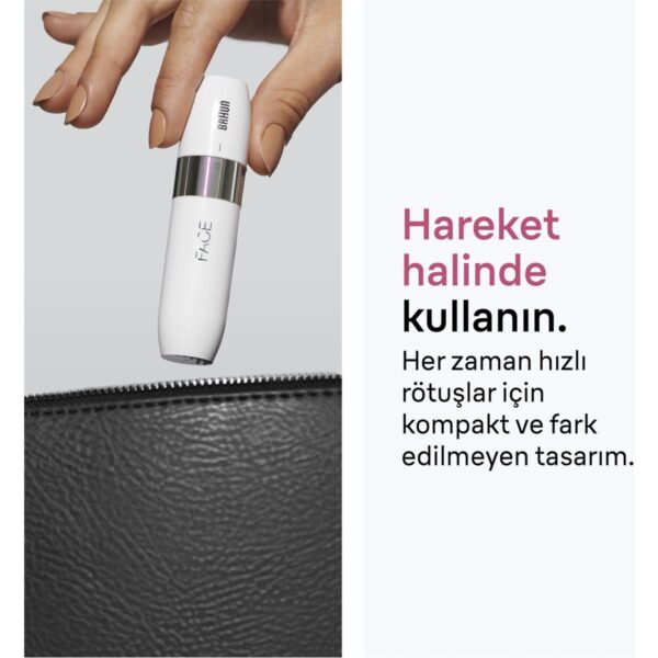 Braun FS1000 Mini Yüz Tüy Alma Makinesi Pil ve Temizleme Fırçası, Seyahat Boy, Kablosuz Kullanım