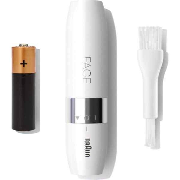 Braun FS1000 Mini Yüz Tüy Alma Makinesi Pil ve Temizleme Fırçası, Seyahat Boy, Kablosuz Kullanım