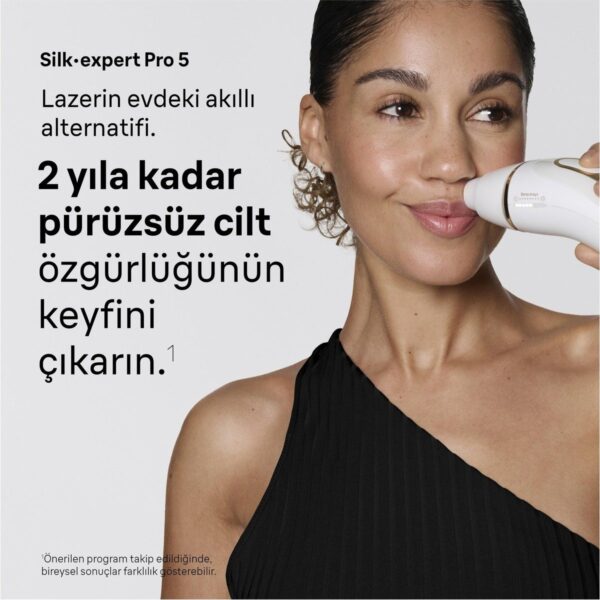 Braun Ipl Silk·expert Pro 5 Beyaz Kablolu IPL Cihazı, Cilt Temas Sensörü ve 3 Başlık ile Etkili Tüy Alma PL5311
