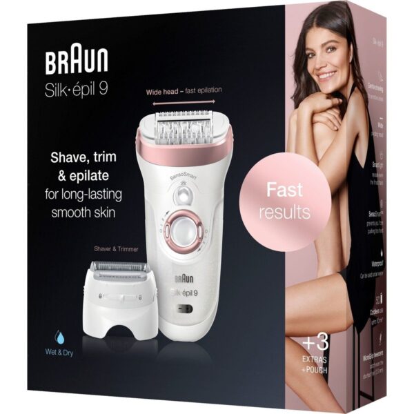Braun Silk-épil 9 9720 SensoSmart Kablosuz Islak & Kuru Epilatör 4 Ek Parçalı Yıkanabilir Başlık