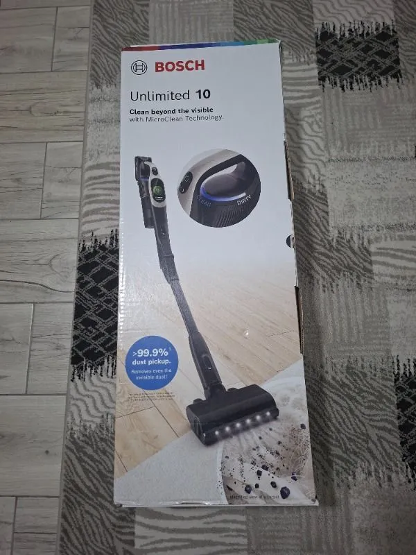 Bosch BCS1041WAC Unlimited 10 Dikey Şarjlı Süpürge, 0,4 Litre Toz Haznesi ve Güçlü Emiş Teknolojisi