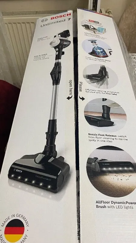 Bosch BCS711XXL Beyaz Şarjlı Dik Süpürge Unlimited 7 0,30 L Toz Haznesi ile Güçlü Temizlik