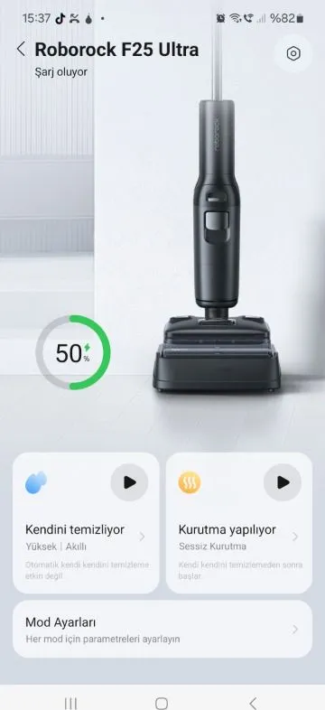 Roborock F25 Ultra Dikey Süpürge 29.6 V Güç Değeri ile Islak Kuru Temizlik İçin Akıllı Çözüm