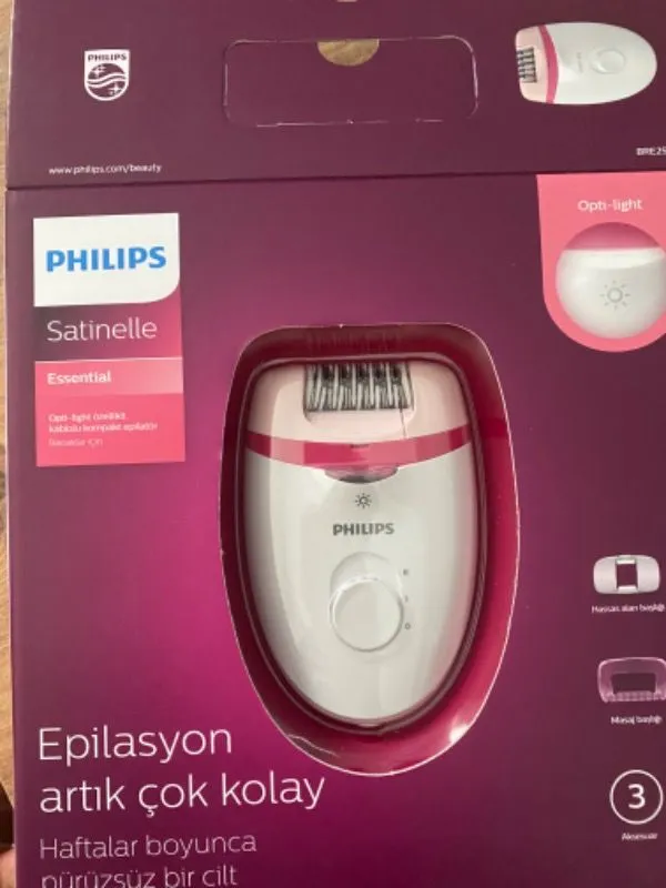 Philips BRE255/05 Satinelle Essential Kablolu Kompakt Epilatör Yıkanabilir Başlık ve 3 Hız Ayarıyla