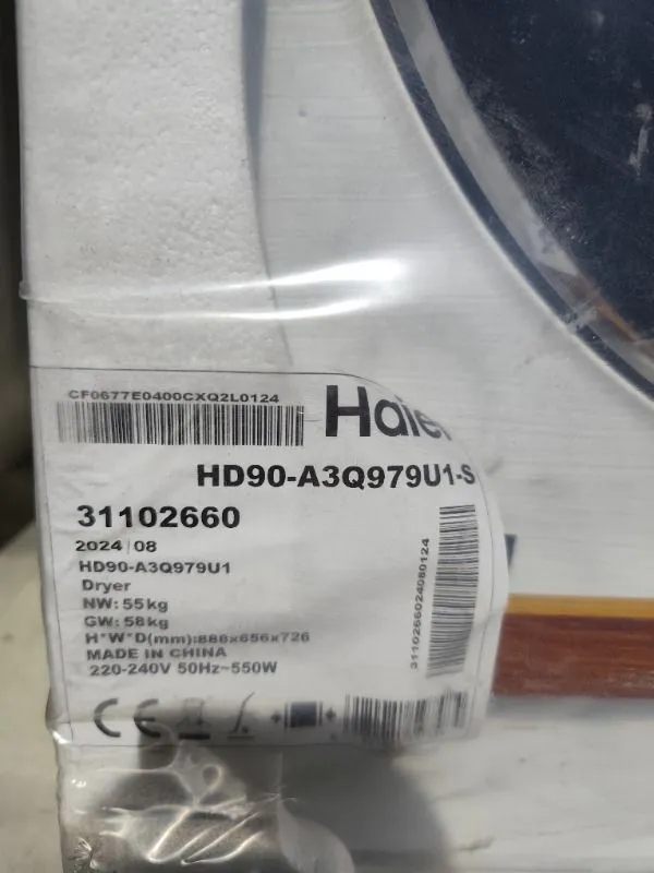 Haier HD90-A3Q397U1-S 9 kg Wi-Fi Bağlantılı Isı Pompalı Kurutma Makinesi