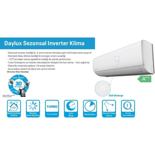 Daikin Daylux DTXP50A A++ 18000 BTU Inverter Duvar Tipi Klima Split (Montaj Dahil)