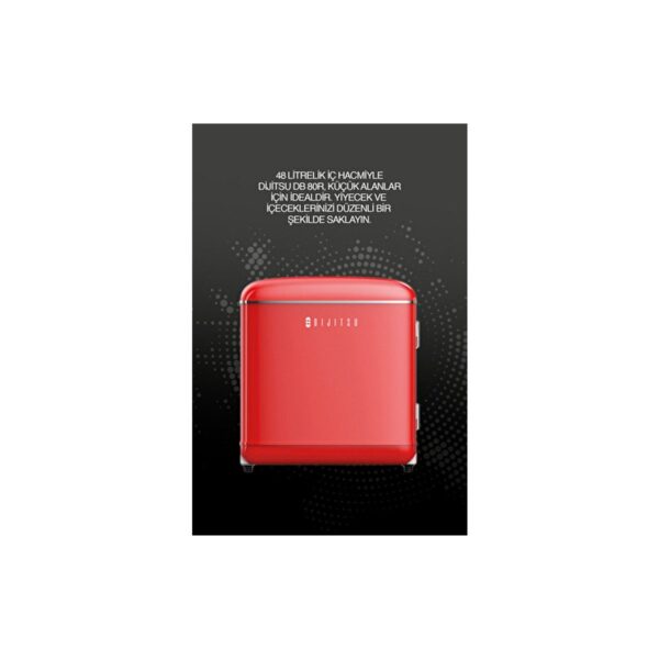 Dijitsu DB80RRE E Enerji Sınıfı 45 Lt Statik Retro Kırmızı Mini Buzdolabı Mekanik Kontrol ile