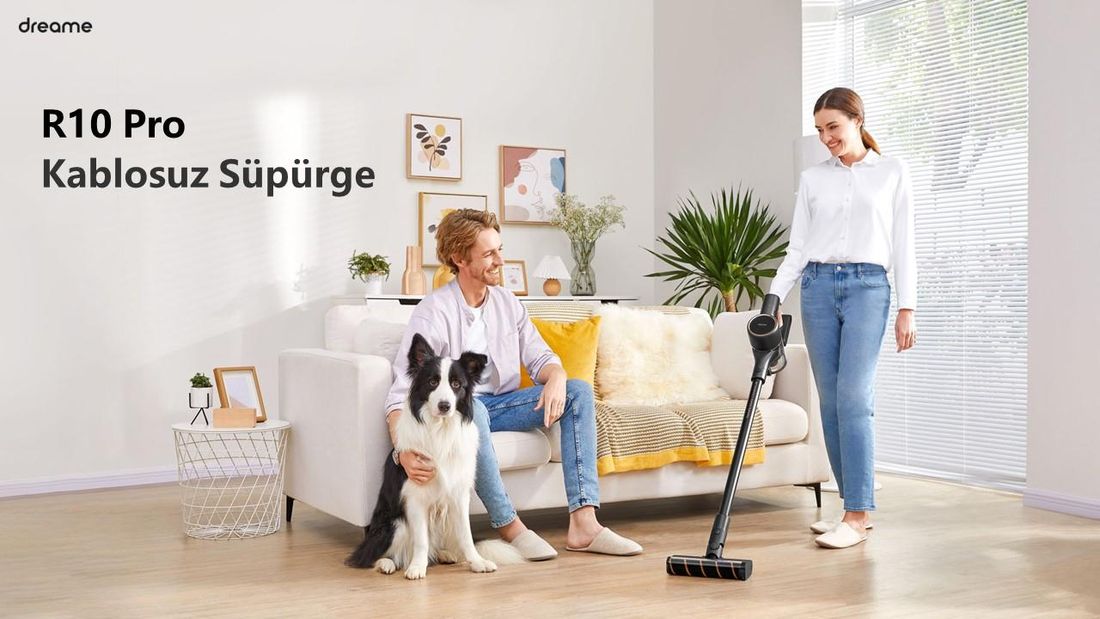 Dreame R10 Pro Dikey Süpürge, 65 Dakika Uzun Çalışma Süreli Dikey Süpürge, Hafif ve Anti-Tangle özellikli, Sert Zemin, Halı ve Evcil Hayvan Tüyleri için 150 AW Güçlü Emişli El Süpürgesi
