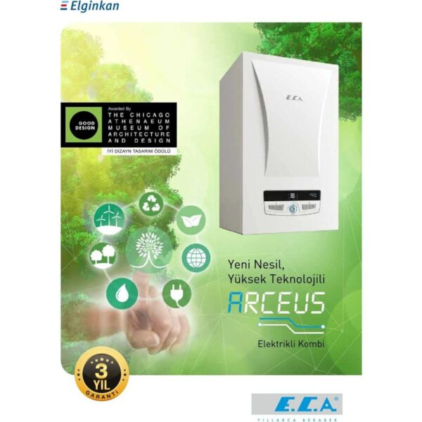E.C.A. Arceus 15 kW Elektrikli Kombi Butonlu Kontrol Paneli ile Geniş Alanlarda Etkili Isıtma