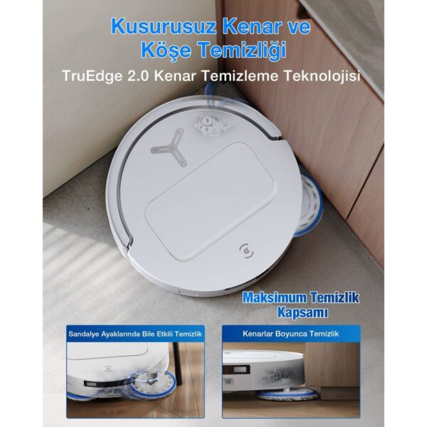 Ecovacs Akıllı Robot Süpürge ve Çöp İstasyonu, 25.000Pa Emiş Gücü, 81mm Ultra İnce Tasarım, 75°C Sıcak Su ile Mop Yıkama, ZeroTangle 2.0, AIVI 3D 3.0, YIKO-GPT Akıllı Temizlik, Beyaz