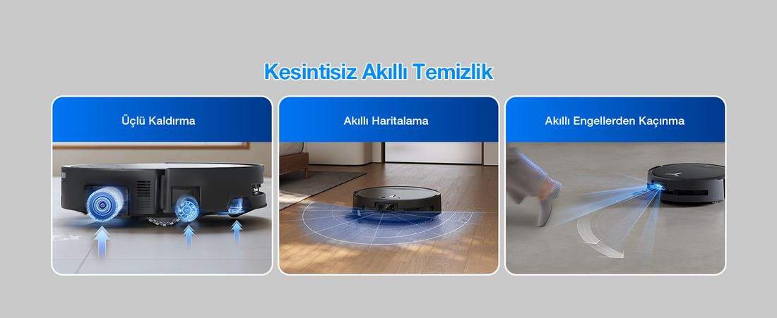 Ecovacs DEEBOT T80S Omni Robot Süpürge ve Paspas, 24.800 Pa Emiş Gücü, OZMO Roller 2.0 Paspas, ZeroTangle 3.0 Dolaşma Önleme, Triple Lift Özelliği, Sıcak Su ile Paspas ve Sıcak Hava ile Kurutma