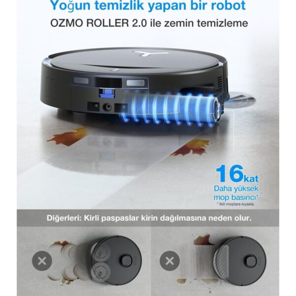 Ecovacs DEEBOT T80S Omni Robot Süpürge ve Paspas, 24.800 Pa Emiş Gücü, OZMO Roller 2.0 Paspas, ZeroTangle 3.0 Dolaşma Önleme, Triple Lift Özelliği, Sıcak Su ile Paspas ve Sıcak Hava ile Kurutma
