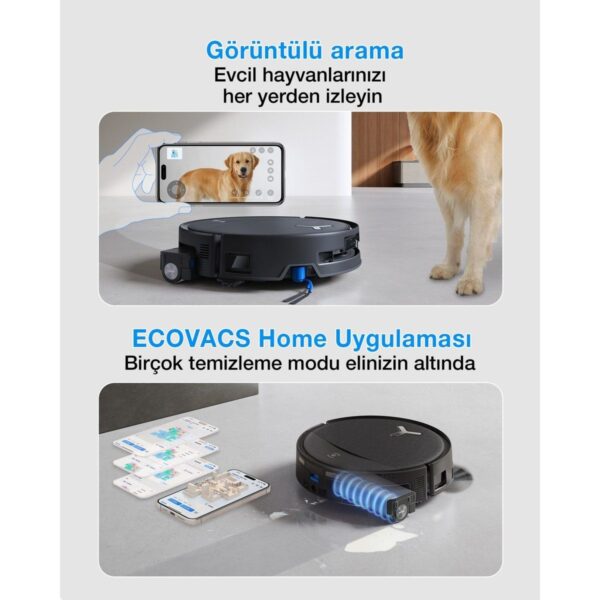 Ecovacs DEEBOT T80S Omni Robot Süpürge ve Paspas, 24.800 Pa Emiş Gücü, OZMO Roller 2.0 Paspas, ZeroTangle 3.0 Dolaşma Önleme, Triple Lift Özelliği, Sıcak Su ile Paspas ve Sıcak Hava ile Kurutma