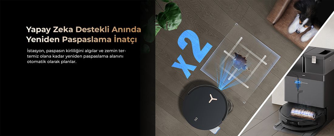 Ecovacs Deebot X8 Pro Omni Siyah Robot Süpürge ve Paspas 18000 Pa Emiş Gücü