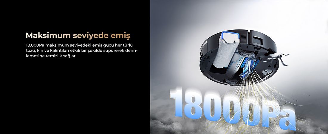 Ecovacs Deebot X8 Pro Omni Siyah Robot Süpürge ve Paspas 18000 Pa Emiş Gücü