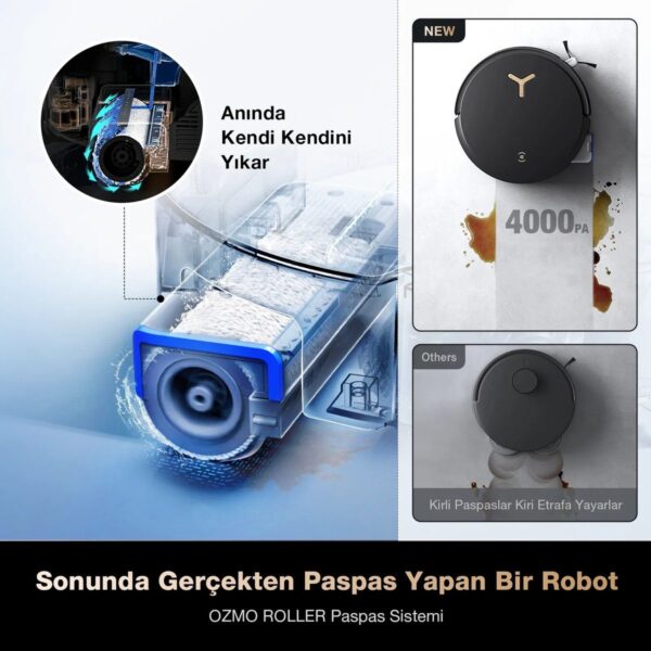 Ecovacs Deebot X8 Pro Omni Siyah Robot Süpürge ve Paspas 18000 Pa Emiş Gücü