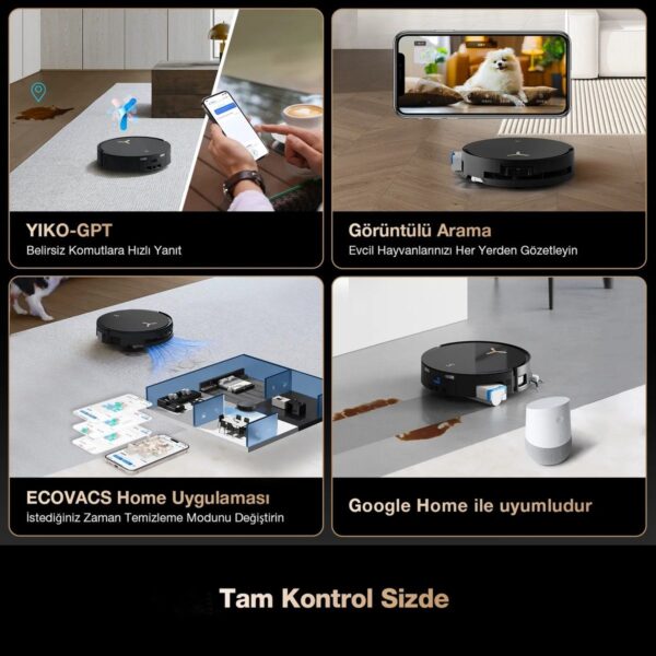 Ecovacs Deebot X8 Pro Omni Siyah Robot Süpürge ve Paspas 18000 Pa Emiş Gücü