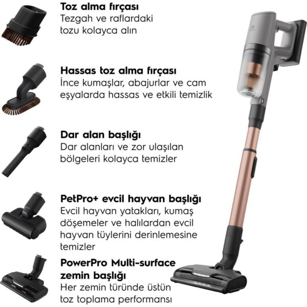 Electrolux EP82AB25UG 800 Serisi Animal Dikey Şarjlı Süpürge, 10 Yıl Motor Garantili