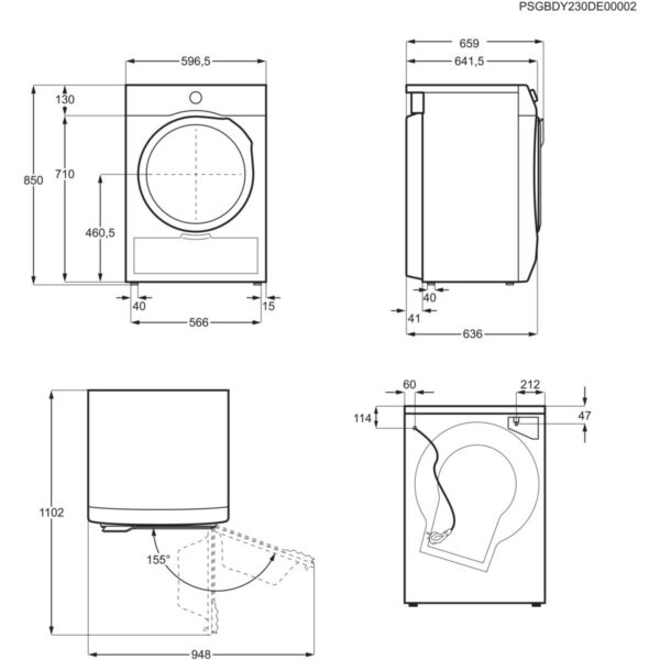 Electrolux EW6D69CBT 600 Serisi Gentlecare 118 Lt Xxl Protex Çelik Tamburlu 9 kg D Enerji Sınıfı Isı Pompalı Inverter Kurutma Makinesi