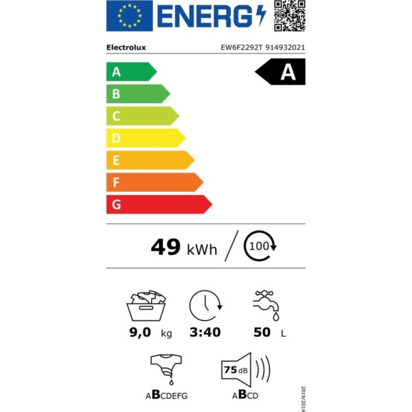 Electrolux EW6F2292T 9kg 1200 Devir A Enerji Sınıfı Çamaşır Makinesi